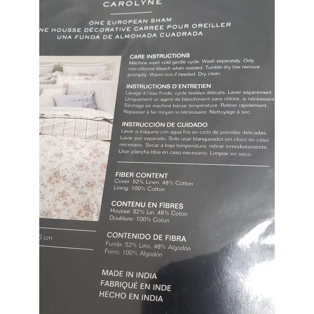 NEW Ralph Lauren Carolyne Frame Euro European Linen & Cotton Sham Off White/Grey